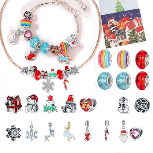 Amazon Hand Decorated Christmas Countdown Calendar Gift Box Set diy Beaded Bracelet Creative Bracelet Gift Wholesale Two bracelets