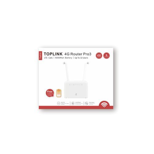 Top TOPLINK 4G LTE CPE Pro 3 Rechargeable Router 5000mAh battery Unlocked- White