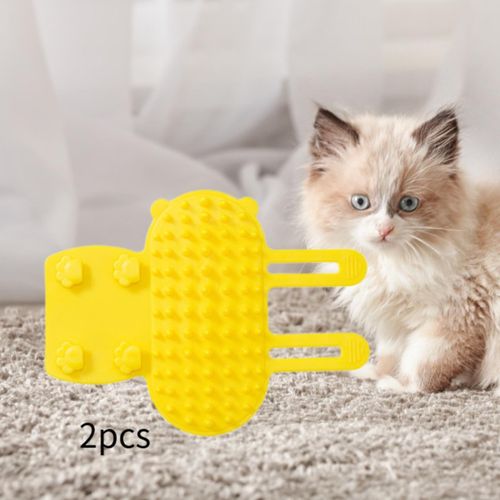2 Pieces Tickling Comb Pet Brush Wall Corner Brush Yellow