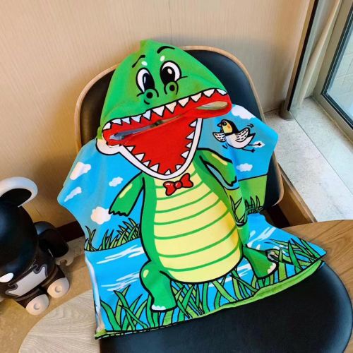 Kids Soft Hooded Towel Wrap Breathable Quick-drying Microfiber Bath Robe for 3-8 Years Boys and Girls NO5278