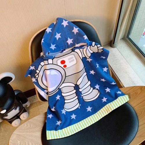 Kids Soft Hooded Towel Wrap Breathable Quick-drying Microfiber Bath Robe for 3-8 Years Boys and Girls NO5278