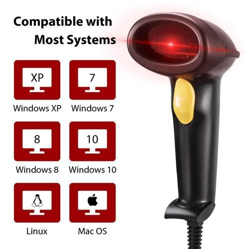 Universal Barcode Scanner, Reader, Laser Bar Code Scanner-Black