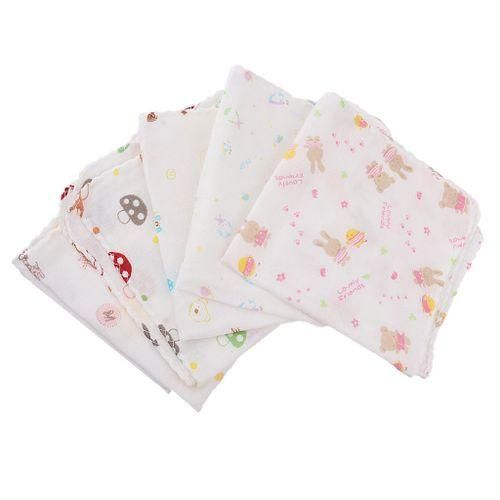 5Pcs Infant Feeding Double Gauze Handkerchief Towel Baby