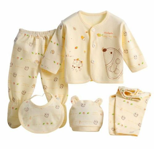 5 PCS/Set Infant Pants T-Shirt Outfit  Unisex Boy Girl Newborn Baby Cotton Cloth New,Hedgehog NO5111