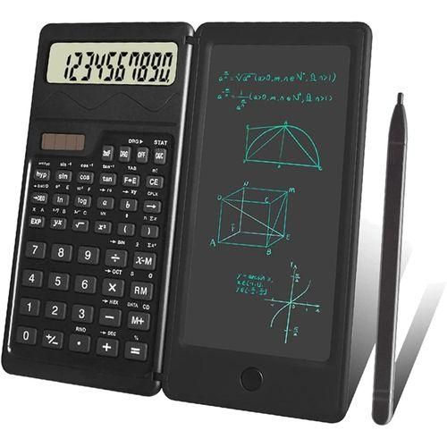 Foldable calculator suitable for 10 digit large display screen office desk calculator with erasable writing desk support for solar energy and batteries suitable for offices and schools black