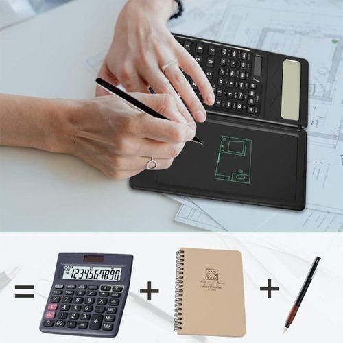 Foldable calculator suitable for 10 digit large display screen office desk calculator with erasable writing desk support for solar energy and batteries suitable for offices and schools black