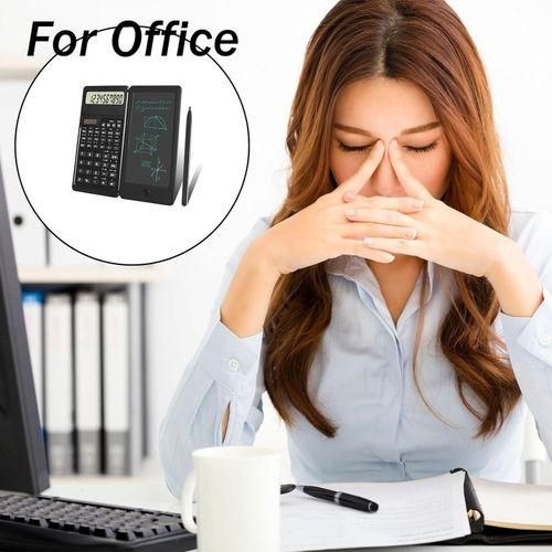 Foldable calculator suitable for 10 digit large display screen office desk calculator with erasable writing desk support for solar energy and batteries suitable for offices and schools black