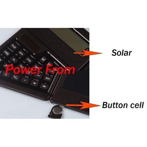 Foldable calculator suitable for 10 digit large display screen office desk calculator with erasable writing desk support for solar energy and batteries suitable for offices and schools black