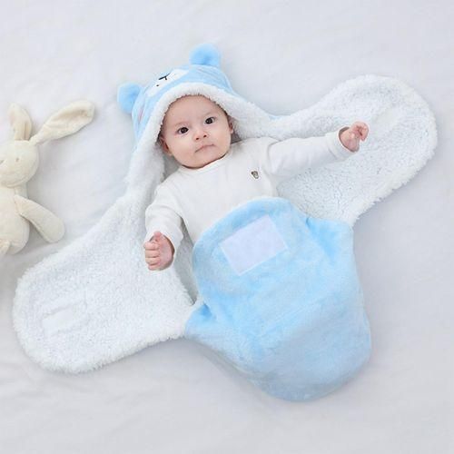 Newborn Swaddle Wraps Wrap Hat For Little Children Blue