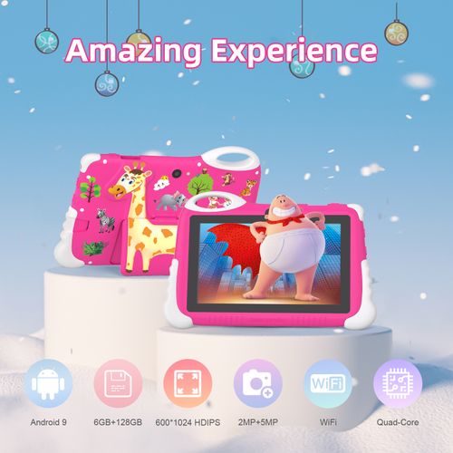 C Idea 7 Inches Kids Tablet, Sim Dual Cameras 6GB RAM & 128GB ROM Android 9 Tablets With Low Price -Pink