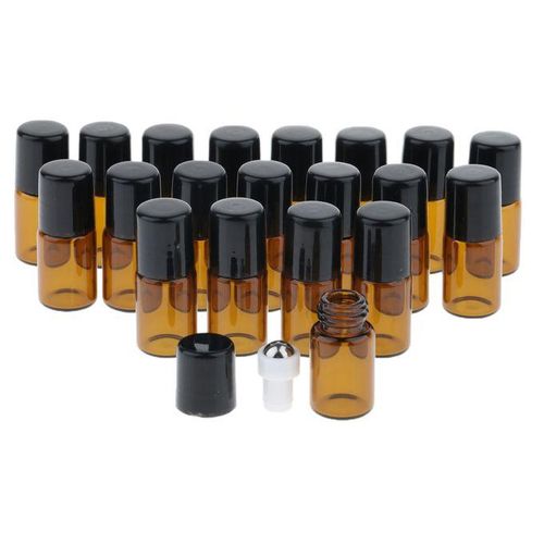 20pcs Empty Portable Roll On Glass Bottles For Essential Oil Perfumes