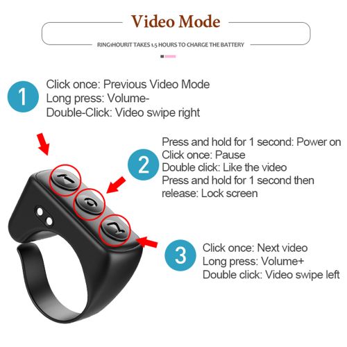 For TikTok Scrolling Ring Kindle Page Turner Remote Photo