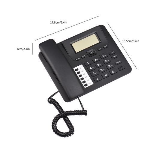 Black Corded Phone Desk Landline Phone Telephone DTMFFSK