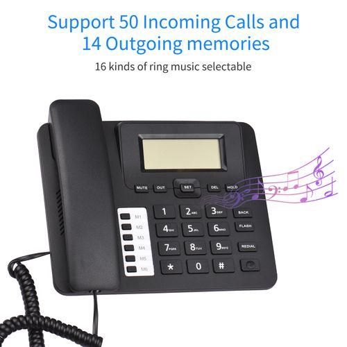 Black Corded Phone Desk Landline Phone Telephone DTMFFSK