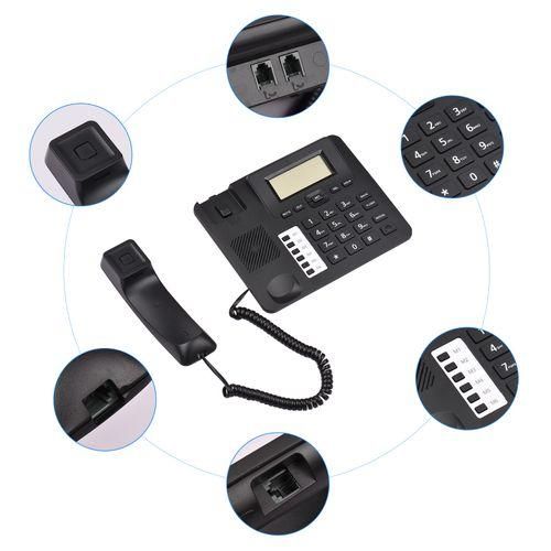 Black Corded Phone Desk Landline Phone Telephone DTMFFSK