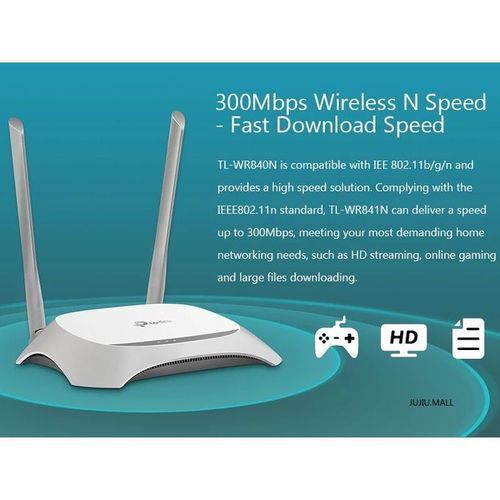 TP-Link TL-WR840N Range WiFi Booster 5dBi Antennas 300Mbps Wireless N Router - White
