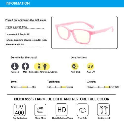 Trendy Antiblue Light Silicone Eyeglass Children Yellow Frame Yellow