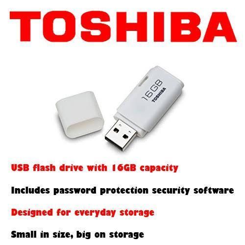 Toshiba USB 16GB flash disk drive, TransMemory High Speed Pen Drive -White