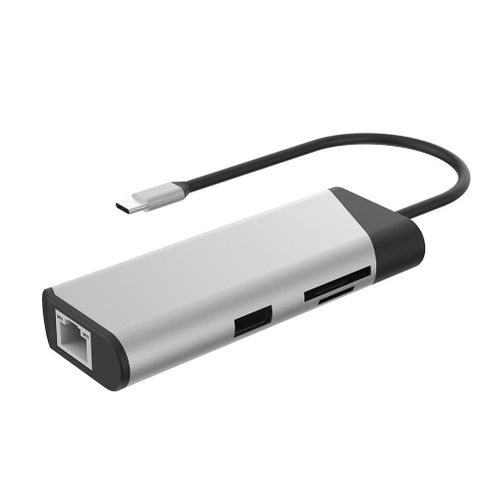 Multi-port 7-in-1 Hub Type-C to USB3.0 4K HDMI TF SD Card Reader Ethernet Adapter Docking Station New,White NO5112