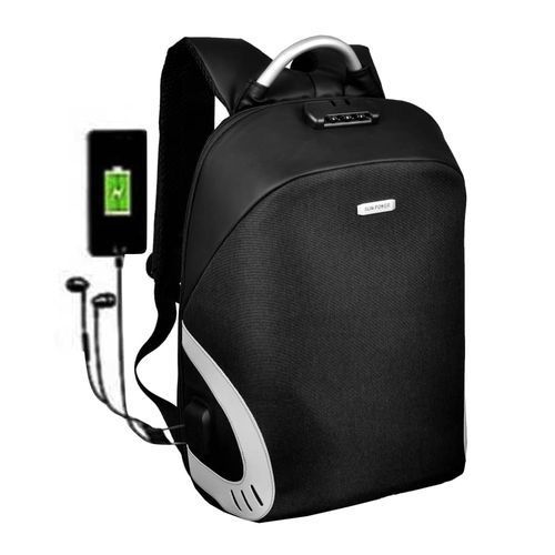 SunPower Anti theft Laptop Bag - Matt Black - White  Reflectors