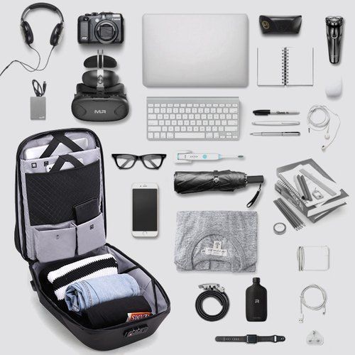 SunPower Anti theft Laptop Bag - Matt Black - White  Reflectors