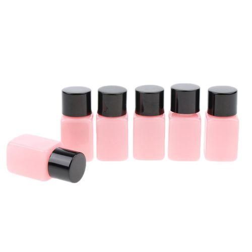 6 Piece 10ml Plastic Square Storage Bottles Cosmetics Black Cap