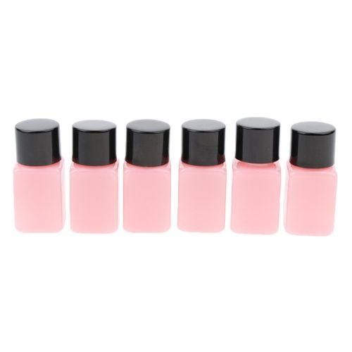 6 Piece 10ml Plastic Square Storage Bottles Cosmetics Black Cap