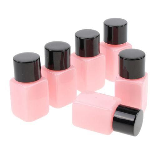 6 Piece 10ml Plastic Square Storage Bottles Cosmetics Black Cap