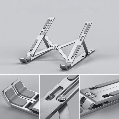 Metal Foldable Adjustable  Height Laptop Stand - Silver