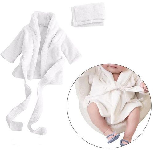 Soft Baby Photography Prop, Bathrobe Outfits, Robe White