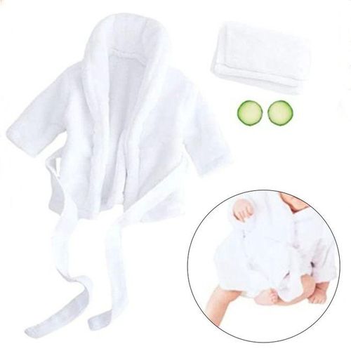 Soft Baby Photography Prop, Bathrobe Outfits, Robe White