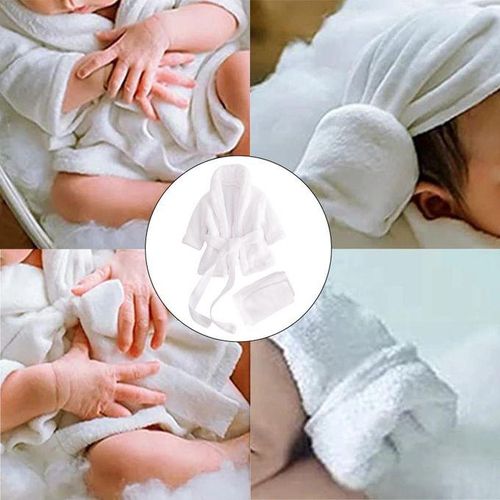 Soft Baby Photography Prop, Bathrobe Outfits, Robe White
