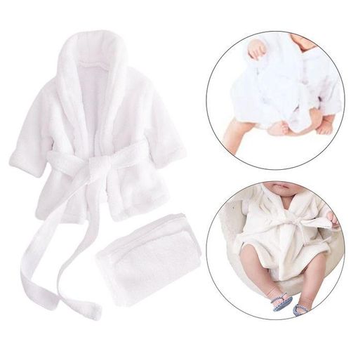 Soft Baby Photography Prop, Bathrobe Outfits, Robe White