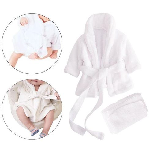 Soft Baby Photography Prop, Bathrobe Outfits, Robe White