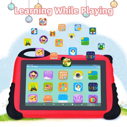 C Idea 7 Inches Kids Tablet, Dual Cameras Sim 6Gb RAM 128GBROM Android Tablets With Low Price -Red