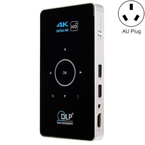 C6 1G 8G Android System Intelligent DLP HD Mini Projector Portable Home Mobile Phone Projector: AU Plug (Black)