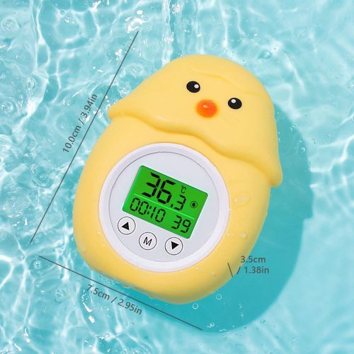 Bath Thermometer with Room Temperature Tri-color Backlit Display Fahrenheit and Celsius Lovely Chicken Shape Floating Bath Toy Bathtub Safety Temperature Thermometer NO5114