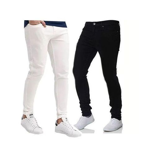 Two Pack Of Men's Slim Designer Jeans - Black, White