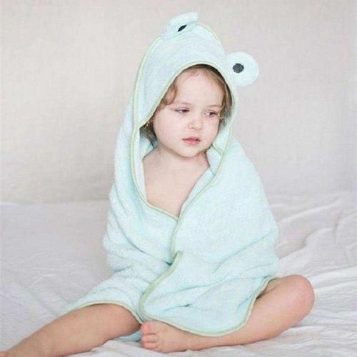 Baby Hooded Towel Wash Shower Bathrobe Washcloths Gift For Babie Green