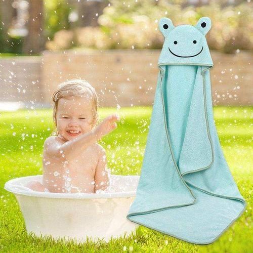 Baby Hooded Towel Wash Shower Bathrobe Washcloths Gift For Babie Green