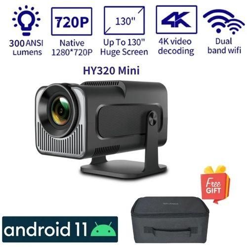 HY320 Mini 720P Android 11 4K Projector 300ANSI Wifi6 BT5.0 Cinema Outdoor Portable 180° Rotable Projectors