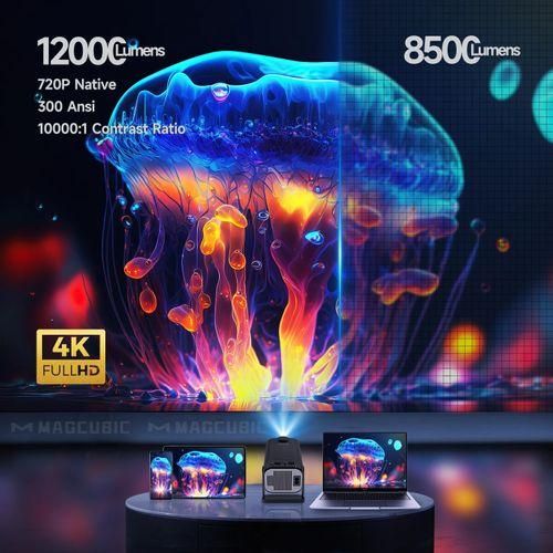 HY320 Mini 720P Android 11 4K Projector 300ANSI Wifi6 BT5.0 Cinema Outdoor Portable 180° Rotable Projectors