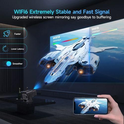HY320 Mini 720P Android 11 4K Projector 300ANSI Wifi6 BT5.0 Cinema Outdoor Portable 180° Rotable Projectors