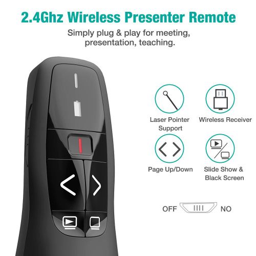 Wireless Presenter With Laser Pointer Red Light