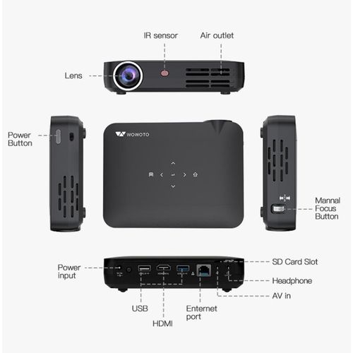 1280 x 800 8K 500ANSI RGB LED Smart Projector H10S