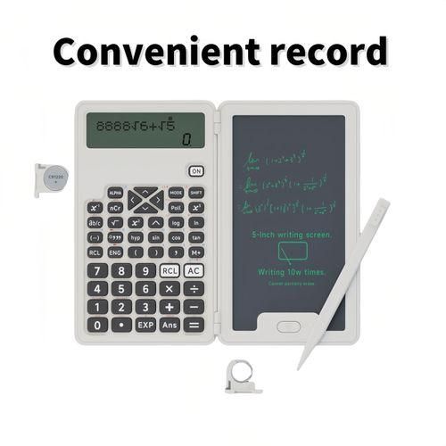 Durable and simple calculator with portable writing board
