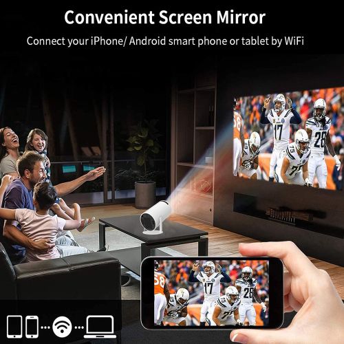Tikin Smart Projector With Android TV 11.0,5G WiFi Bluetooth Projector 4k Supported,Mini Portable Outdoor Movie Projector Compatible IOS,Android