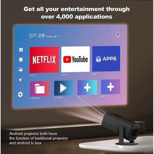 Hifinit Smart Projector Portable 4K Ultra Clear Android WiFi