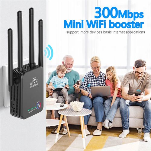 300Mbps 2.4G WiFi Repeater, WiFi Signal Booster - Ethernet/LAN Port 4 Antenna