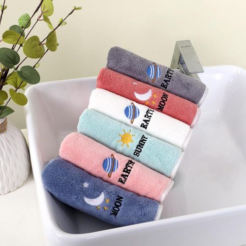 Kids' Towel Face Washing Kindergarten Household Boys and Girls Soft Absorbent Square Coral Fleece Face Towel Lint-Free Year by Year